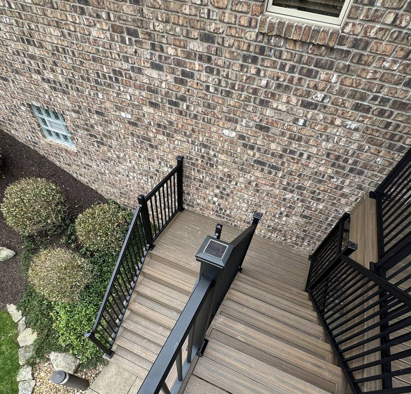 Toasted Sand Trex staircase, solar post caps